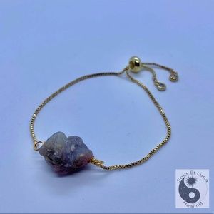 14K GoldPlated Pink Tourmaline Adjustable Bracelet
